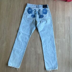 Levi’s Embroidered 501 Made & Crafted Straight denim jeans Boho free people 27